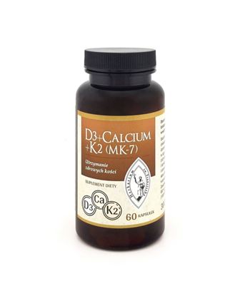 Obrazek D3+Calcium+K2 (MK-7) Utrzymanie zdrowych kości 60kaps.